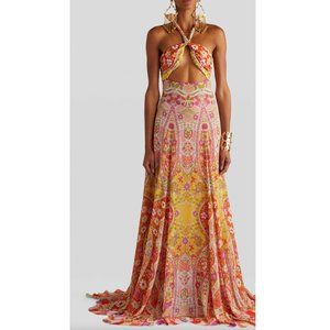 ETRO FLORAL PAISLEY SILK GEORGETTE MAXI DRESS GORGEOUS SIZE US 10 / IT 44 NWTS!